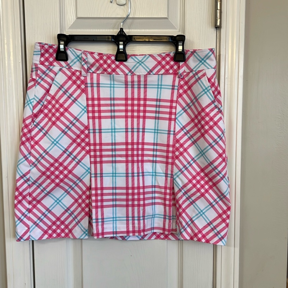 GG Blue Plaid Pink & Aqua Women’s Golf Skirt Sz 8